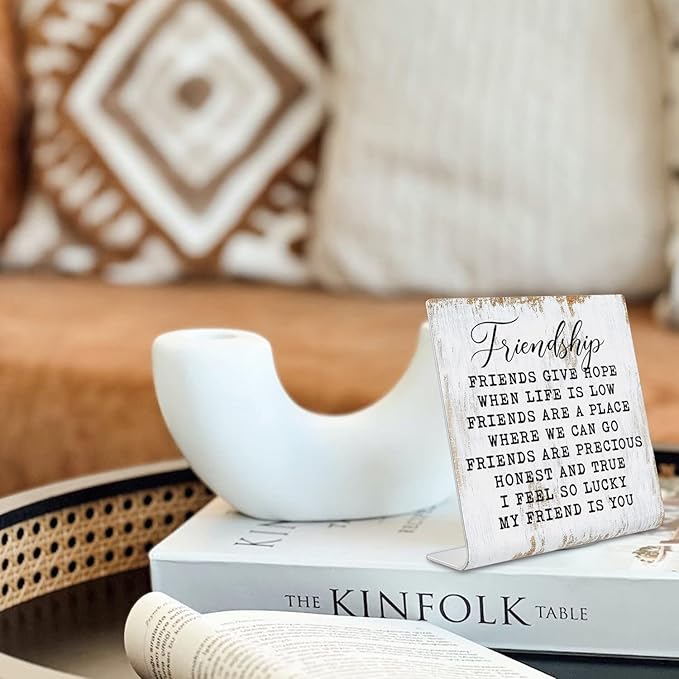 Friendship Signs for Women Friends, Friend Birthday Gift Ideas Office Gifts for Friends Sisters Coworkers Decorations On Shelf Table Desk for Living Room Bedroom Home Office dksg11 - LeafyLoom