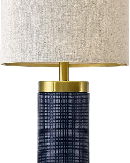 24.5" Modern Ceramic Blue Single Bedside Lamp for Bedroom Decor Farmhouse Table Lamp for Living Room Office Dorm - LeafyLoom