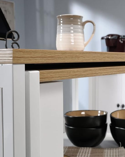 Sauder Miscellaneous Storage Kitchen Island, L: 31.50" x W: 32.88" x H: 36.00", White Finish - LeafyLoom