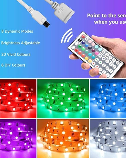 Lepro RGB LED Strip Lights, Christmas Decor, 16.4ft Flexible LED Light Strip, 5050 SMD LED, Color Changing Rope Light with Remote Controller and 24V Power Supply for TV Backlight, Home, Bedroom, Bar Lepro
