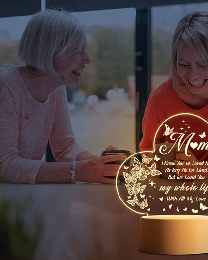 Mothers Day Gifts, Gifts for Mom, Birthday Gifts for Mom from Daughter Son, Best Mom Ever Gifts for Thanksgiving, Christmas, Engraved Night Light Gifts for Mom Who Has Everything, Bonus Mom, Stepmom - LeafyLoom