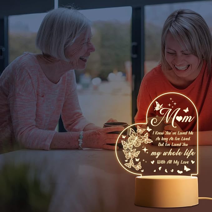 Mothers Day Gifts, Gifts for Mom, Birthday Gifts for Mom from Daughter Son, Best Mom Ever Gifts for Thanksgiving, Christmas, Engraved Night Light Gifts for Mom Who Has Everything, Bonus Mom, Stepmom - LeafyLoom