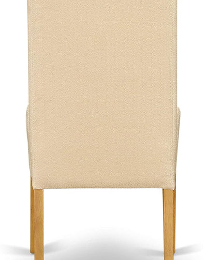 East West Furniture ANBA5-OAK-02 5 Piece Set for 4 Includes a Round Kitchen Table with Pedestal and 4 Light Beige Linen Fabric Parson Dining Chairs, 36x36 Inch - LeafyLoom