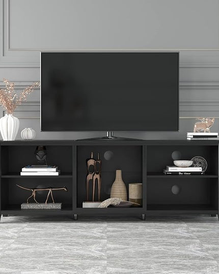 TV Stand Base, Entertainment Center Cabinet Media Console for Living Room, Bedroom, 70 Inch, Black - LeafyLoom