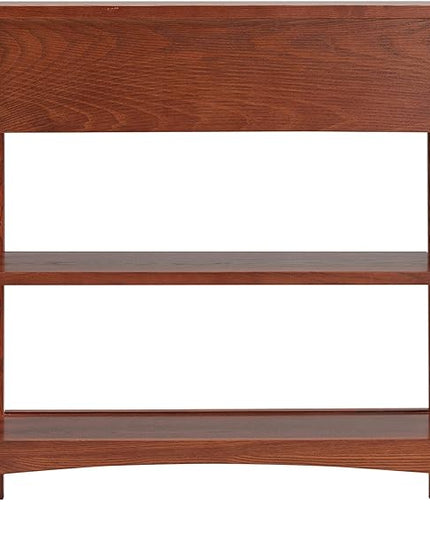 Leick Home 8261 Mission Impeccable Wood Bookcase with Drawers in Medium Oak - LeafyLoom