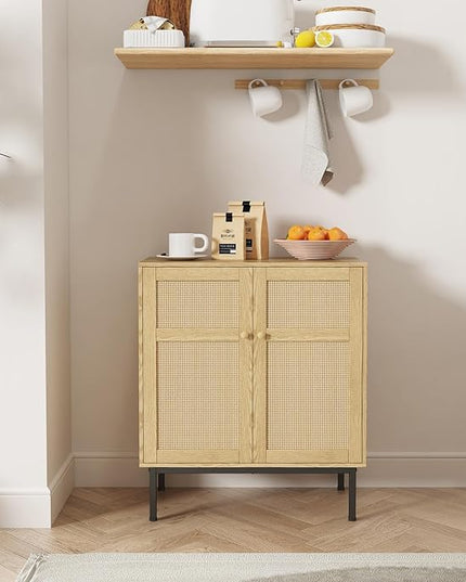Lifewit Rattan Sideboard Buffet Cabinet, Credenza, Storage Cabinet, Console Table, Coffee Bar Cabinet for Kitchen, Dining Room, Living Room, Entryway, 2 Doors, Natural - LeafyLoom