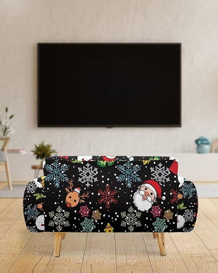 FKELYI Christmas Sofa Slipcover Santa Claus Furniture Protector Washable Easy Going Stretch Sofa Slipcover with Elastic Bottom L FKELYI