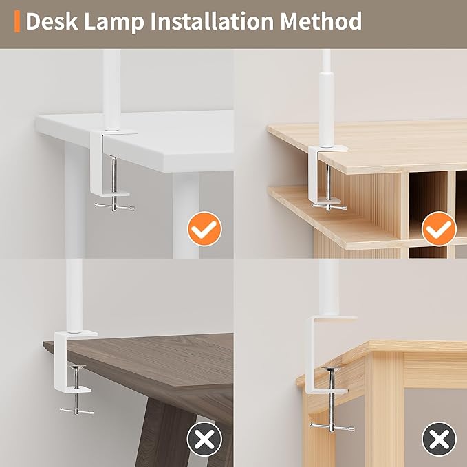Desk Lamp, 3 Colors Stepless Dimming LED Desk Lamps for Home Office Adjustable Memory Desk Light with Clamp Touch Control Office Lamp Eye Caring Computer Light for Working Sewing(White) - LeafyLoom