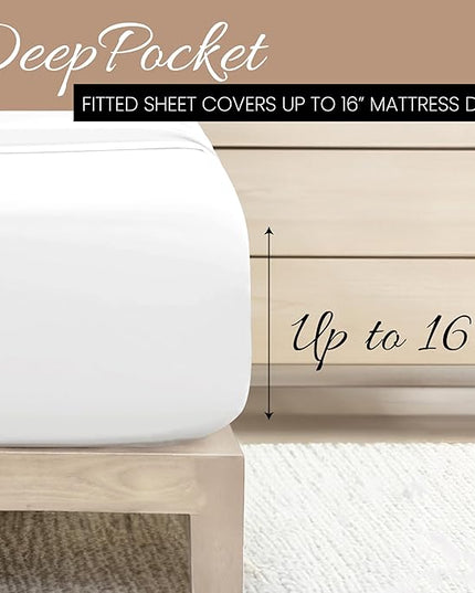 Linen Market Bed Sheets for California King Size Bed (White) - Sleep Better Than Ever With These Soft and Cooling California King Sheets - Deep Pocket Fits 16" Thick Beds - 4 Piece Cal King Sheet Set - LeafyLoom