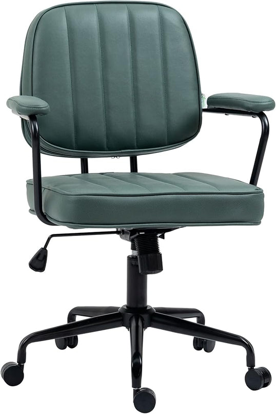 Vinsetto Home Office Chair, Microfiber Computer Desk Chair with Swivel Wheels, Adjustable Height, and Tilt Function, Green - LeafyLoom