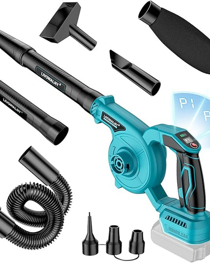 Leaf Blower Cordless for Makita 18V Battery, LIVOWALNY 120CFM 230MPH 2-in-1 Electric Leaf Blowers & Vacuum with 3 Speed Mode for Cleaning Patio, Yard, Sidewalk, Snow, Lawn Care - LeafyLoom