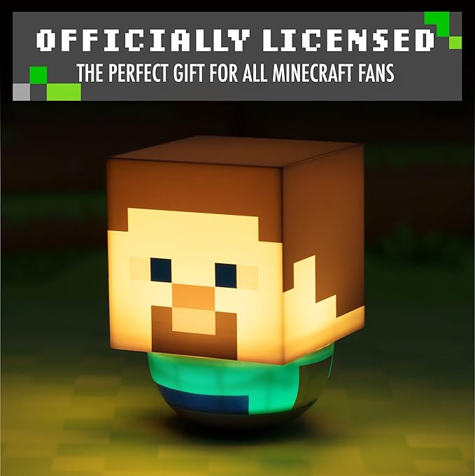 Paladone Steve Swaying Night Light for Kids | Officially Licensed Minecraft Bedroom Decor, Multicolour, one Size - LeafyLoom