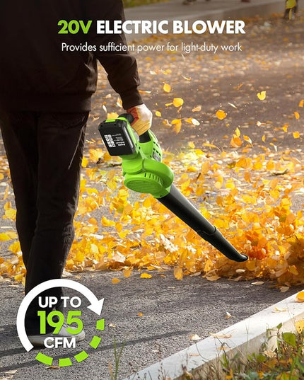 Leaf Blower Cordless with Battery and Charger - Anykit Electric Leaf Blower Battery Operated, Blower Cordless 20V 2 Speed Modes Handheld for Clearing Patio Driveway - LeafyLoom