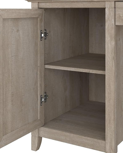Bush Furniture Key West Computer Desk with Storage | Farmhouse PC Table for Home Office in Washed Gray | 54W x 24D - LeafyLoom