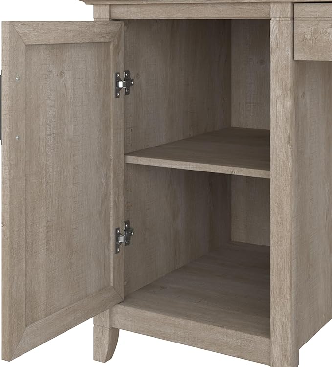 Bush Furniture Key West Computer Desk with Storage | Farmhouse PC Table for Home Office in Washed Gray | 54W x 24D - LeafyLoom
