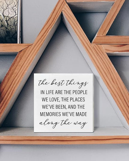 Home Office Desk Wooden Box Sign Decor, The Best Things in Life Are The People We Love, Inspirational Quotes Desk Decor Motivational Desk Decorations for Women Men Student Office Classroom School - LeafyLoom