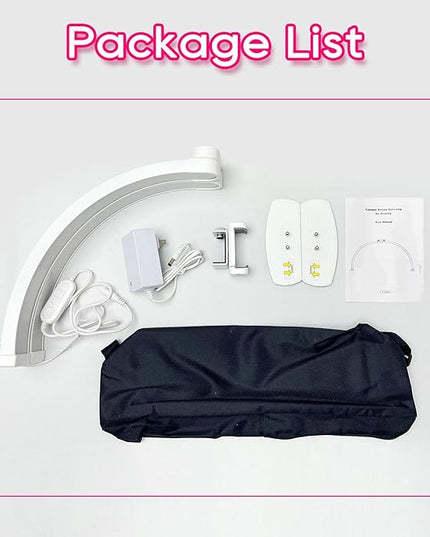 Half Moon Light for Nail Desk, Foldable 29" Nail Light for Desk, 180° Ultra-bright Nail Tech Desk Lamp, Portable Half Moon Lamp with Phone Holder & Organizer Bag - Sliver Diamond - LeafyLoom