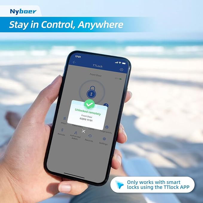 Wi-Fi Gateway Remotely Control Smart Fingerprint Door Lock with TT Lock App, Gateway Smart Hub Compatible with Alexa Voice Control,Electronic Lock Assemblies by Nyboer Nyboer