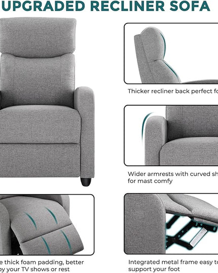 SMUG Recliner Chair for Adults, Massage Reclining Chair for Living Room, Adjustable Modern Recliners Chair, Home Theater Seating Single Sofa Recliner with PU Leather Padded Seat Backrest (Deep Grey) - LeafyLoom