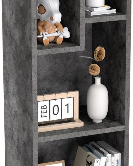 VECELO 3-Tier Small Bookcase, 4 Cube Bookshelf with Height Difference Shelves for Most Books, Modern Floor Standing Unit, Each Shelf Hold Up to 66 LBS for Living Room Bedroom, Grey - LeafyLoom