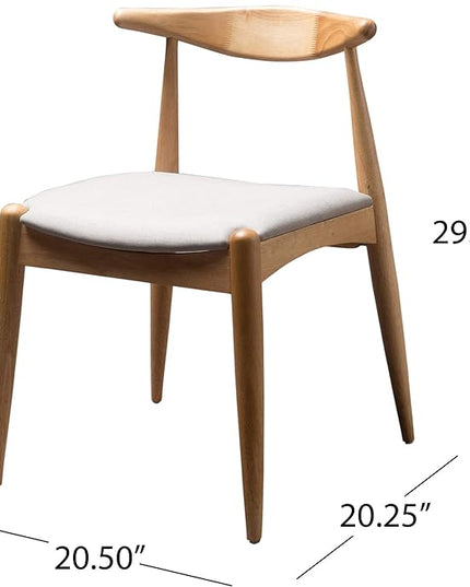 Christopher Knight Home Francie Fabric with Oak Finish Dining Chairs, 2-Pcs Set, Beige - LeafyLoom