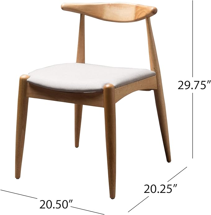 Christopher Knight Home Francie Fabric with Oak Finish Dining Chairs, 2-Pcs Set, Beige - LeafyLoom