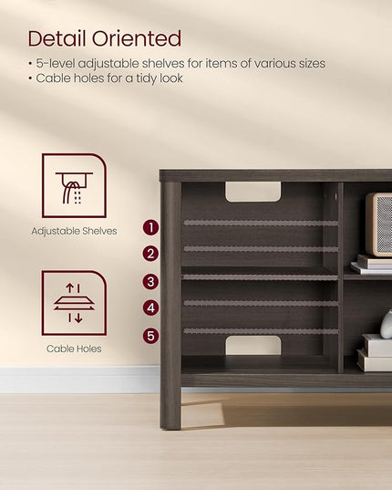 VASAGLE TV Stand for TVs up to 70 Inches, Entertainment Center with Storage Shelves, TV Console Table, Easy to Assemble, TV Cabinet for Living Room, Bedroom, Chestnut Brown ULTV114K01 - LeafyLoom