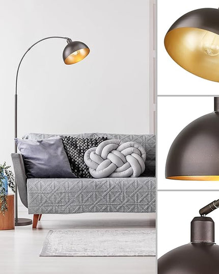 Arch Floor Lamp with Remote Control, Farmhouse Industrial Standing Lamp, 70” Dimmable Tall Lamp with 360° Adjustable Hanging Metal Shade, Over Couch Lamps with 9W LED Bulb (Oil Rubbed Bronze) - LeafyLoom