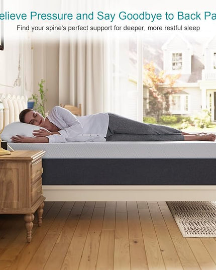 Full Mattress 10 inch No Fiberglass Gel Memory Foam Full Size Mattress in a Box of Foams and Fabric for Cooling Pressure Relief Sleep, 75" X 54" X 10", Medium, Firm - LeafyLoom