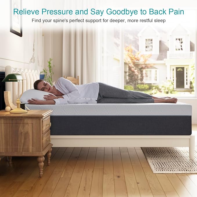 Full Mattress 8 inch No Fiberglass Gel Memory Foam Full Size Mattress in a Box of Foams and Fabric for Cooling Pressure Relief Sleep, 75" X 54" X 8", Medium, Firm - LeafyLoom