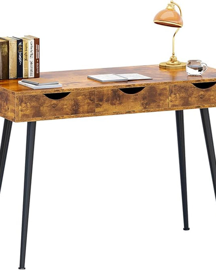 DlandHome Computer Desk,Office desk 43.3” X 20“ Inchs Standing with Drawers, Gaming Desk for Computer, Gaming, Laptop in Home Office,Bedroom,Living Room, Vintage - LeafyLoom