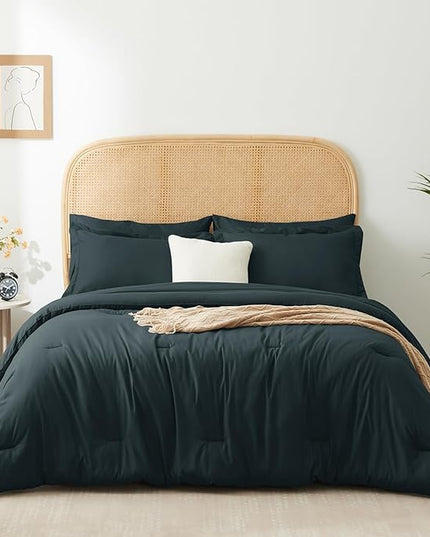 Full Bed in a Bag 7 Pieces Bedding Comforter Set with Comforter and Sheets Navy Blue Full Bed Set with Sheets,Pillow Shams, Flat Sheet, Fitted Sheet and Pillowcases - LeafyLoom