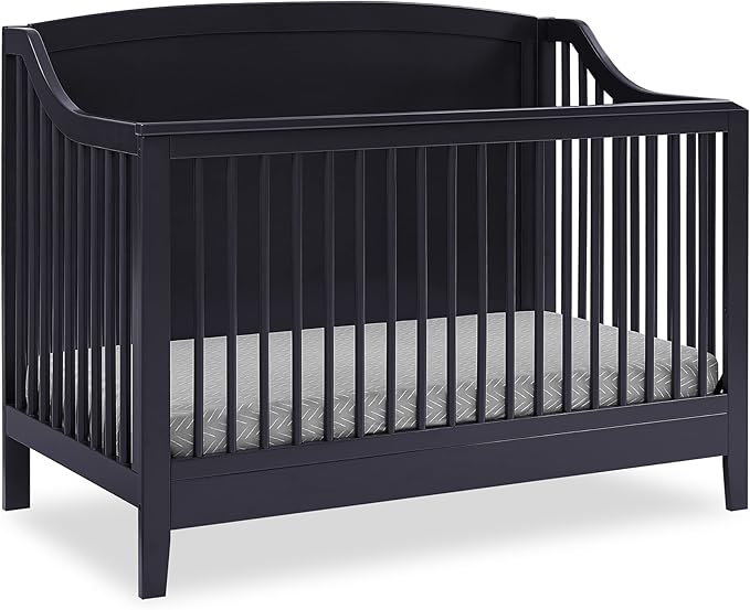 Delta Children Campbell 6-in-1 Convertible Crib - Greenguard Gold Certified, Midnight Grey - LeafyLoom
