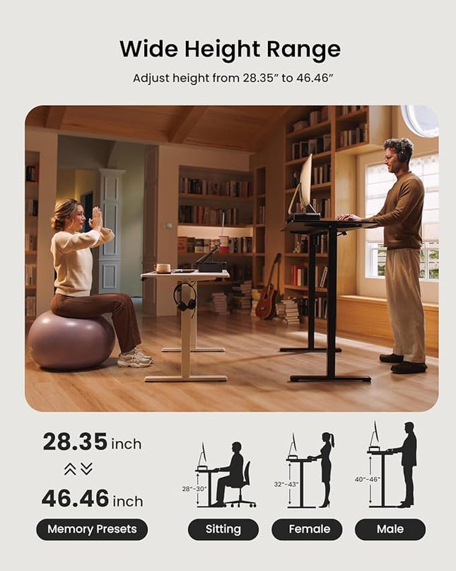 ProtoArc Standing Desk with Dual Monitor Stand Riser, 48 x 24 Inches Height Adjustable Desk with Storage, ErgoDesk 100 Electric Stand up Desk with Laptop Stand (Black/White) - LeafyLoom