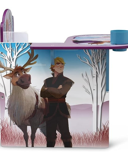 Delta Children Chair Desk with Storage Bin, Disney Frozen II Cup Holders|Arm Rest, Engineered Wood - LeafyLoom
