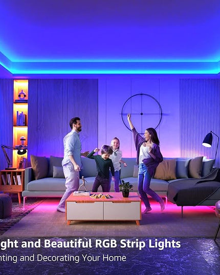 Lepro RGB LED Strip Lights, Christmas Decor, 16.4ft Flexible LED Light Strip, 5050 SMD LED, Color Changing Rope Light with Remote Controller and 24V Power Supply for TV Backlight, Home, Bedroom, Bar Lepro