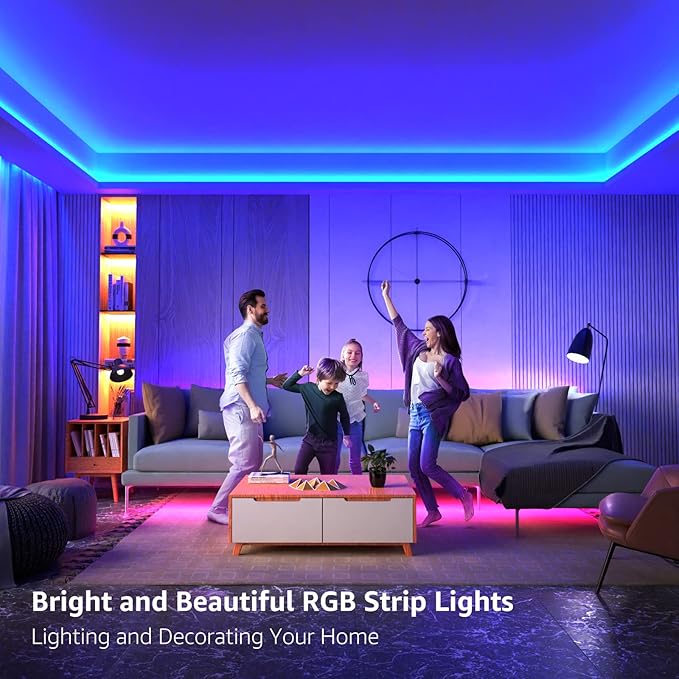 Lepro RGB LED Strip Lights, Christmas Decor, 16.4ft Flexible LED Light Strip, 5050 SMD LED, Color Changing Rope Light with Remote Controller and 24V Power Supply for TV Backlight, Home, Bedroom, Bar Lepro