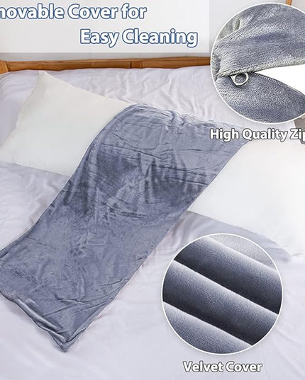 Full Body Pillow for Adults, Long Sleeping, Big Pillows Bed, Firm Large with Velvet Cover, 20x54 Inches (Dark Grey) - LeafyLoom
