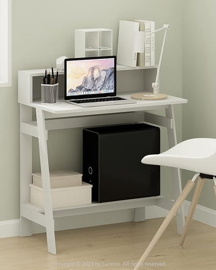 Furinno Simplistic A Frame Computer Desk, Regular, White - LeafyLoom