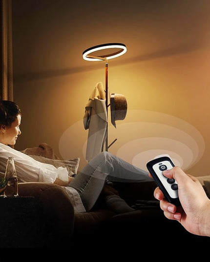 Innovative Floor Lamp, Floor Lamps for Living Room with Coat Rack, Floor Lamps with Stepless Adjust Color Temperatures & Brightness, Remote Control and Touch Control - LeafyLoom