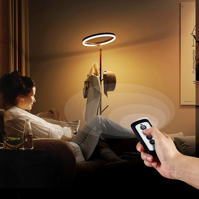 Innovative Floor Lamp, Floor Lamps for Living Room with Coat Rack, Floor Lamps with Stepless Adjust Color Temperatures & Brightness, Remote Control and Touch Control - LeafyLoom