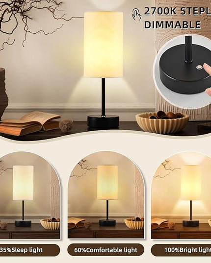 Cordless Table Lamp, Built-in 5000mAh Fast Rechargeable Table Lamp Cordless,Stepless Dimmable Battery Powered Lamp, Wireless Lamp with Memory Function, Lasting 140+H,Black - LeafyLoom