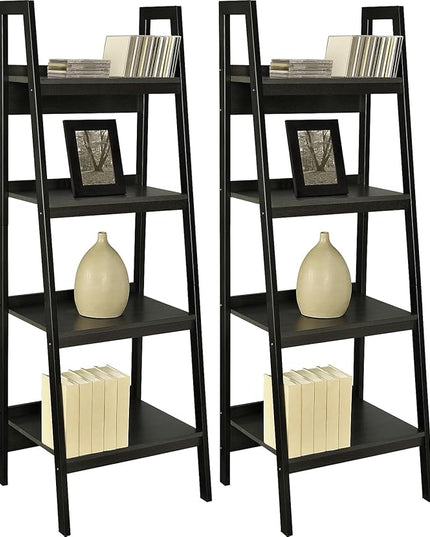 Ameriwood Home Lawrence 4 Shelf Ladder Bookcase Bundle, Black - LeafyLoom