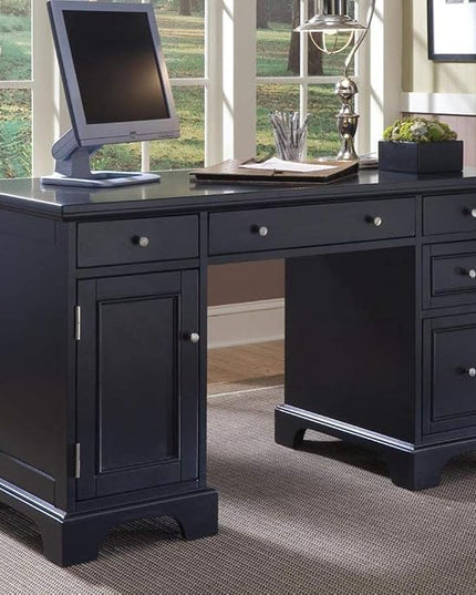 Bedford Black Pedestal Desk by Home Styles - LeafyLoom