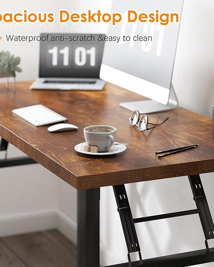 Need Small Computer Desk 31.5 inches Folding Table No Assembly Sturdy Small Writing Desk Folding Desk for Small Spaces, Rustic Brown AC5-8040-FB - LeafyLoom