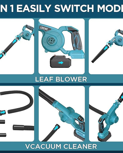 Cordless Leaf Blower, 150Mph 3 Speed Mode Handheld Electric Leaf Blowers 2-in-1 Lightweight Mini Cordless Leaf Vacuum with Brushless Motor for 18-21V Battery(Battery Not Included) - LeafyLoom