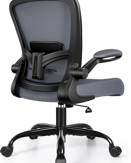 FelixKing Office Chair, Ergonomic Desk Chair Breathable Mesh Chair with Adjustable High Back Lumbar Support Flip-up Armrests, Executive Rolling Swivel Comfy Task Computer Chair for Home Office - LeafyLoom
