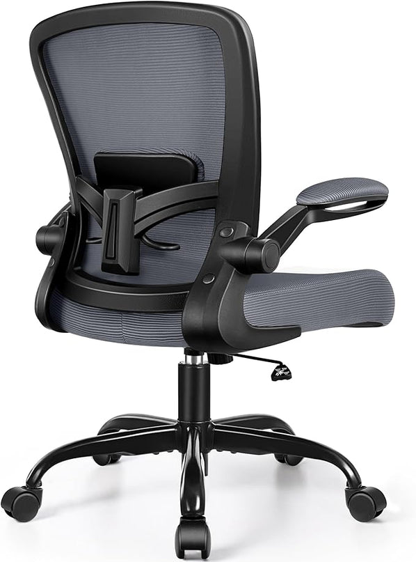 FelixKing Office Chair, Ergonomic Desk Chair Breathable Mesh Chair with Adjustable High Back Lumbar Support Flip-up Armrests, Executive Rolling Swivel Comfy Task Computer Chair for Home Office - LeafyLoom