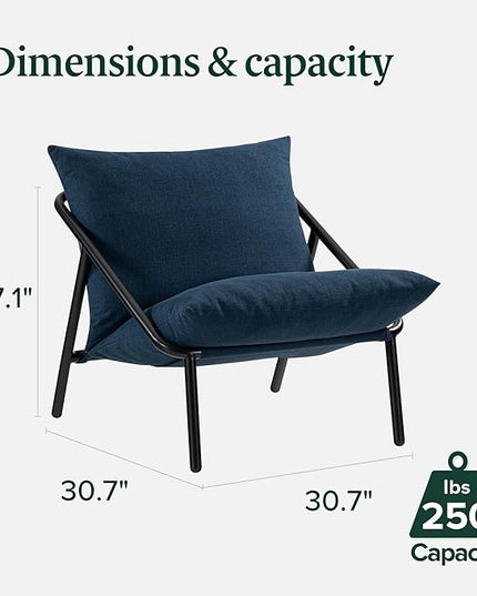 ZINUS Ada Sling Accent Chair, Metal Framed Armchair with Shredded Foam Cushioning, Navy - LeafyLoom