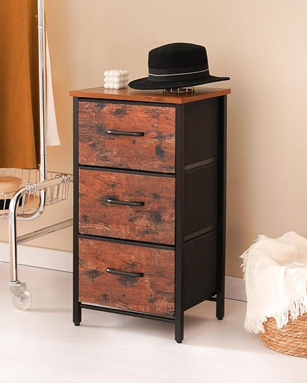 Yoobure Nightstand with 3 Fabric Drawers, Storage Drawers Small Dresser for Bedroom, Night Stands Bedside Tables Closet Drawers Dressers & Chests Organizer Unit Fabric Dresser for Hallway College Dorm - LeafyLoom